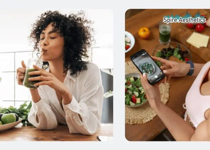 Image of woman looking into her diet and fat freezing Sandwich to improve her health